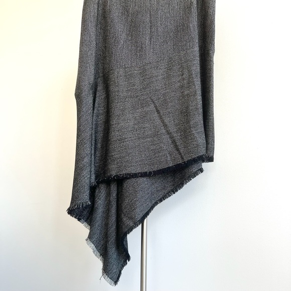 Anne Klein Black & White Tweed Asymmetrical Fringe Midi/Maxi Skirt Size 16 - Picture 9 of 12